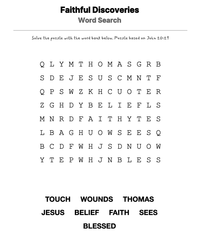 Believing Without Seeing word-search